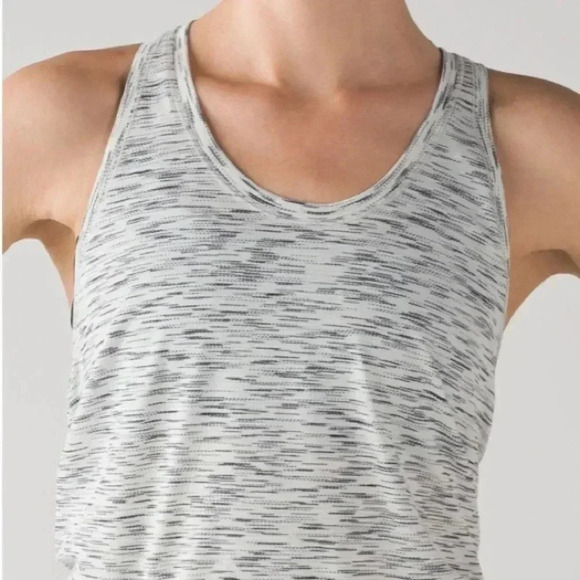 LULULEMON TIE IT UP SINGLET TIGER SPACE DYE BLACK WHITE SIZE 6 - Picture 2 of 11